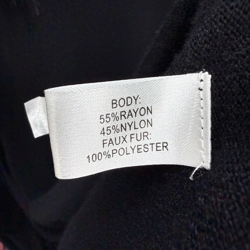 Boston Proper Black Faux Fur Trim Tuxedo Cardigan - Picture 7 of 7